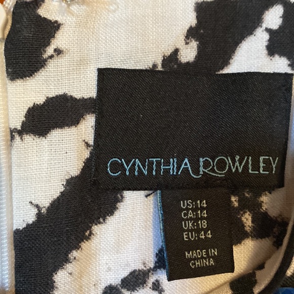 Women’s Cynthia Rowley Racer Back Linen Abstract Print Dress Size 14 - Picture 2 of 7
